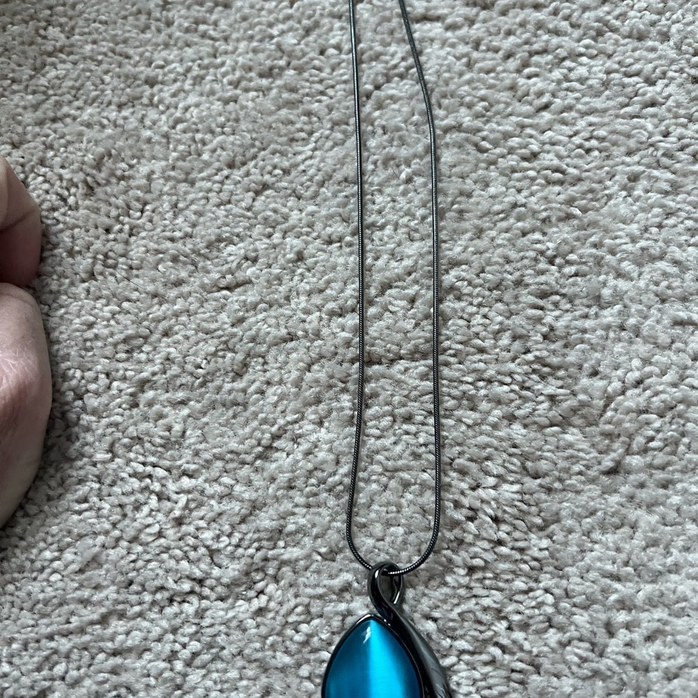 Lia Sophia Silver Necklace with Blue Pendant